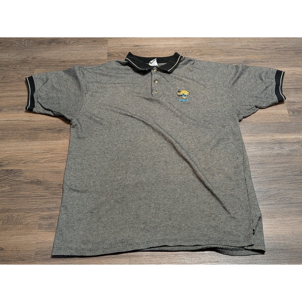 Vintage True Fan Jacksonville Jaguars NFL Polo Shirt Mens XXL Gray Embroidered
